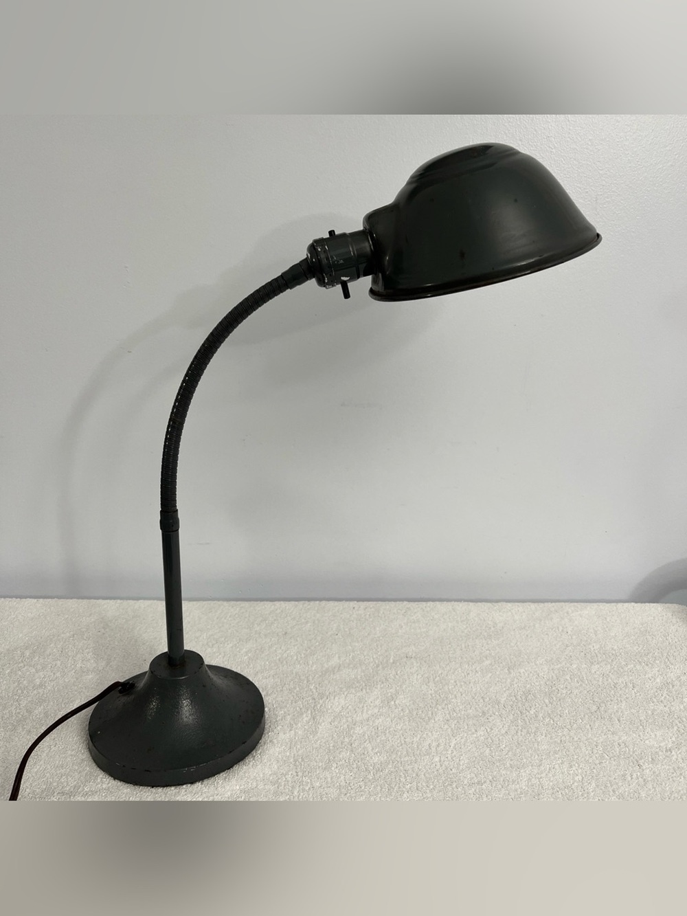 Mid Century Military Office Desk Lamp Cast Iron Gooseneck Luminous CDL 301
